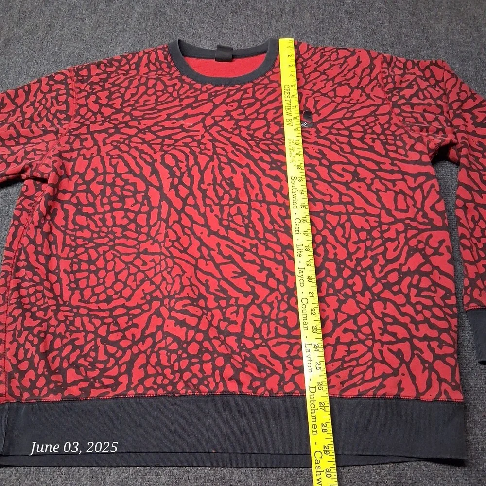 Vintage Nike Air Jordan Prime Flight Elephant Print‎ Sweatshirt Size 3XL Red 90s